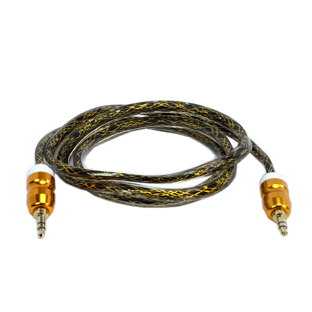 Auxiliary MUSIC Cable 3.5mm to 3.5mm Heavy Duty Braided Wire (Dark Gold)